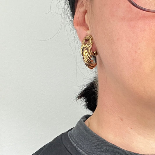 Vintage 80s Statement Ohrclipse gold antik Look Hollywood Stil