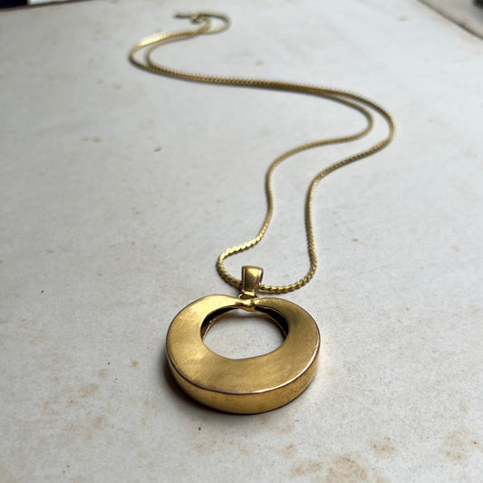 Vintage Halskette goldfarben mit Punzen Modernist Design