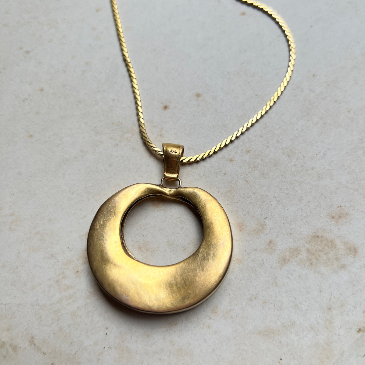 Vintage Halskette goldfarben mit Punzen Modernist Design