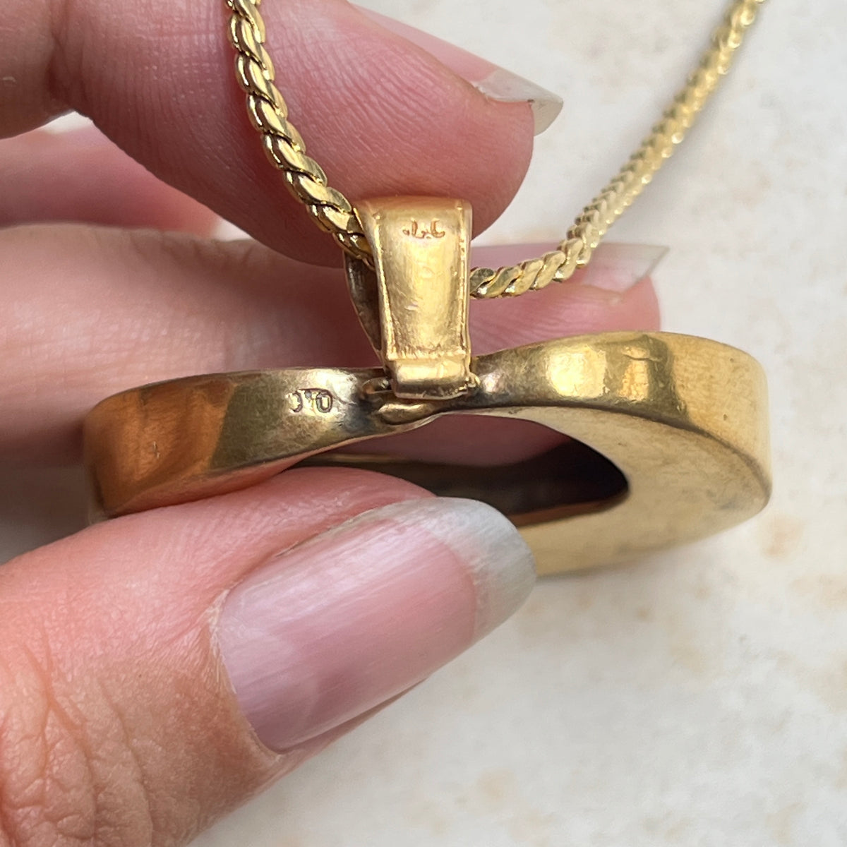 Vintage Halskette goldfarben mit Punzen Modernist Design