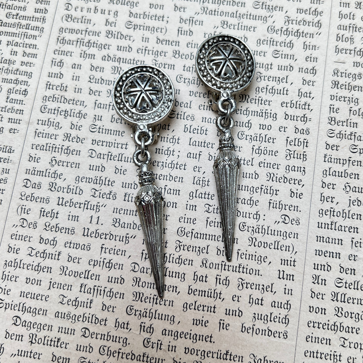Vintage 90er New Gothic Revival Ohrclips silber