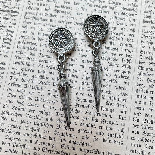 Vintage 90er New Gothic Revival Ohrclips silber