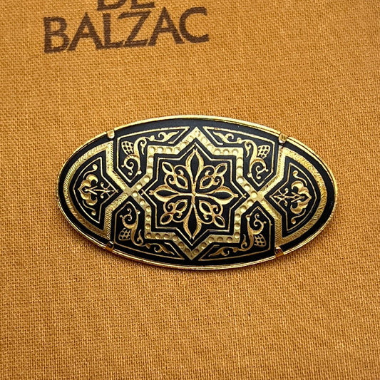 Vintage Toledo Brosche oval Damaszener Schmuck Arabesk
