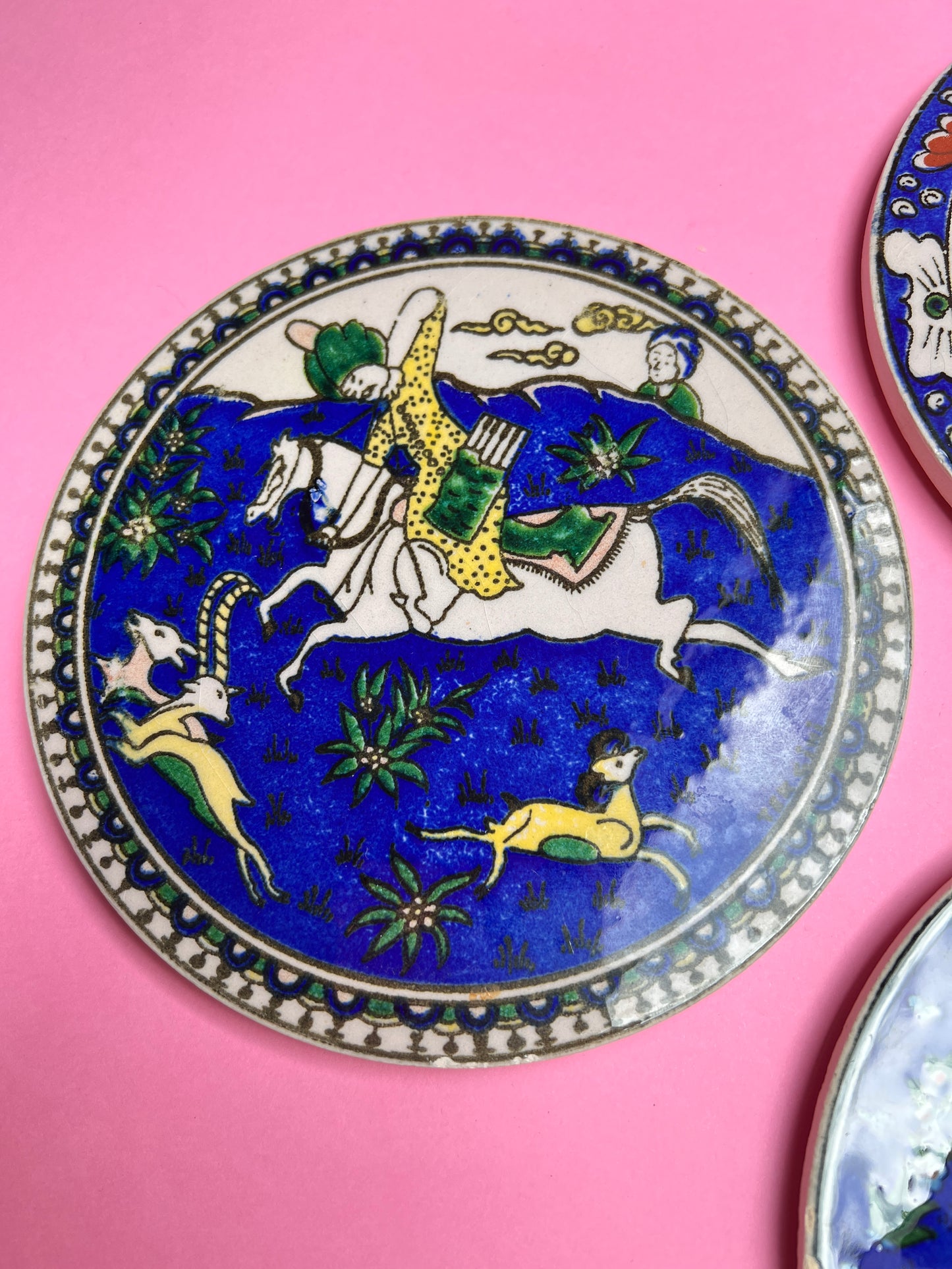 Vintage Keramik Untersetzer Wandteller Set 3 Stück – Orientalische Motive – Osmanische Souvenir Deko – Persische Miniaturen