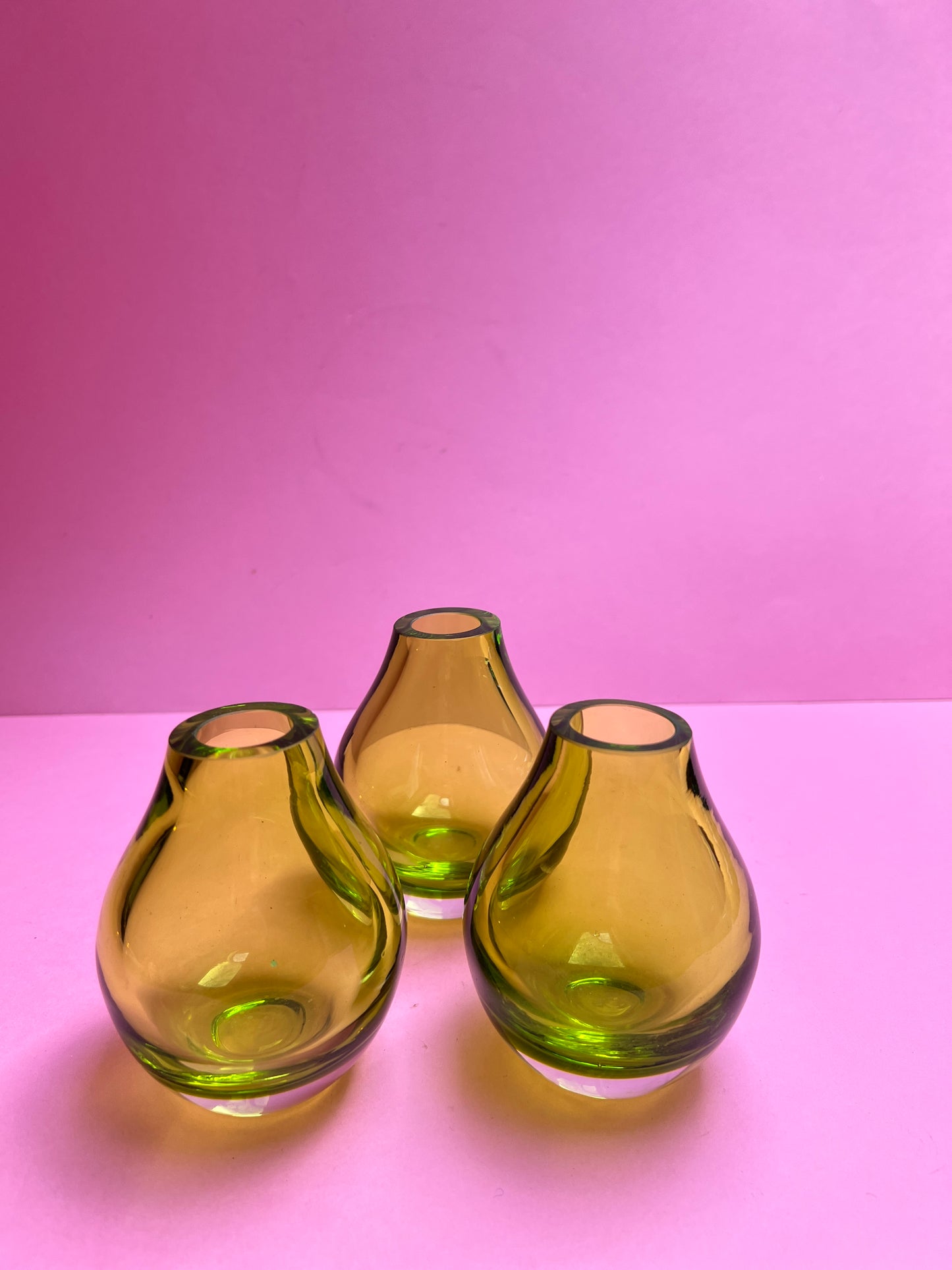 3 Stück grüne kleine Minivasen Glasvasen Set Tischdeko