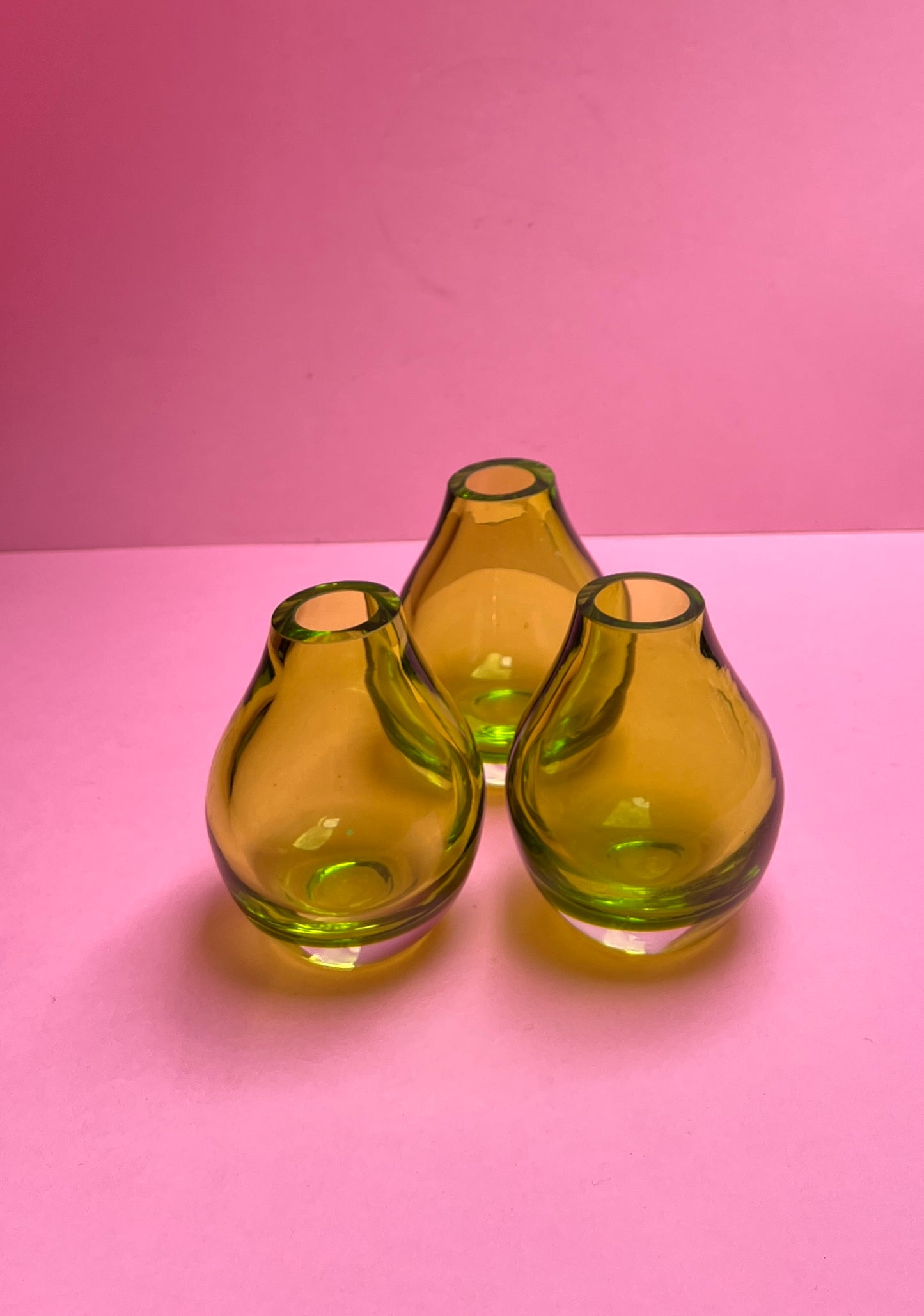 3 Stück grüne kleine Minivasen Glasvasen Set Tischdeko