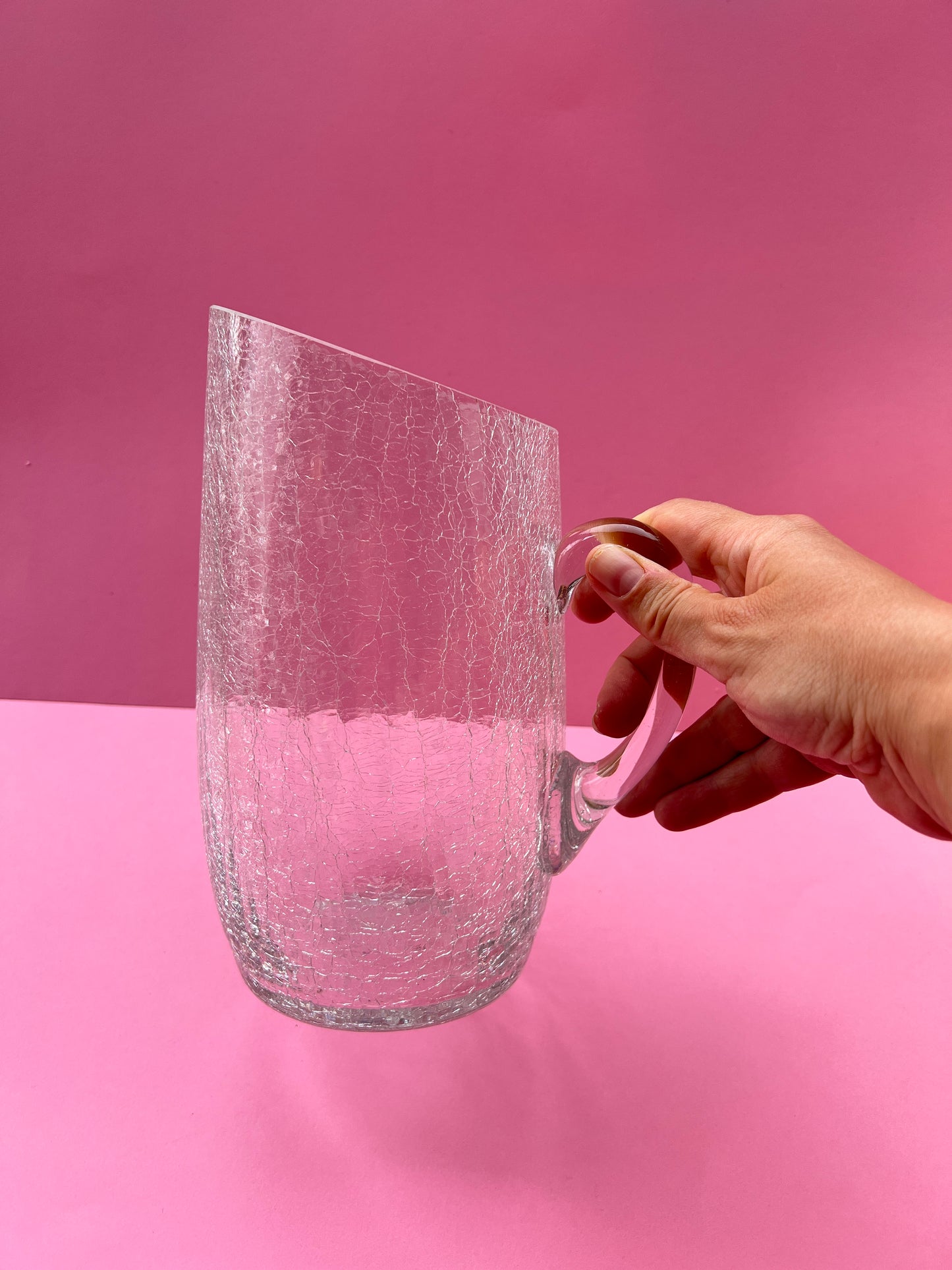 Vintage Craquelé Glaskrug Crackle Glass Pitcher Eiskristall Glaskanne