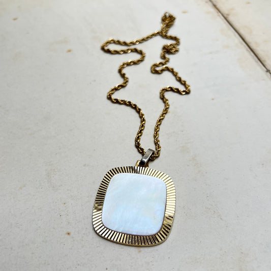 Vintage Perlmutt Halskette Westdeutschland Österreich Mid Century Modeschmuck Gold - Ges. Gesch. gemarkt