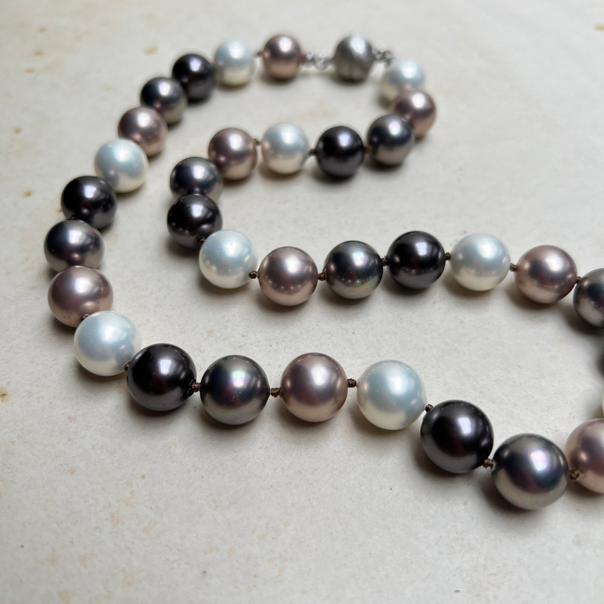 Vintage Mallorca Perlenkette Choker Bold Chunky Pearls 925er Silber Magnetverschluss