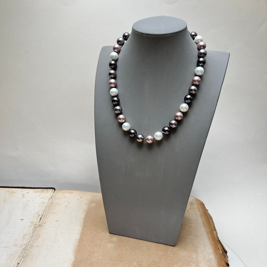 Vintage Mallorca Perlenkette Choker Bold Chunky Pearls 925er Silber Magnetverschluss