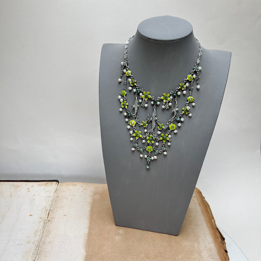 Vintage Y2K Pilgrim Schwalben und Blumen Statement Chandelier Kette Whimsical Fairycore