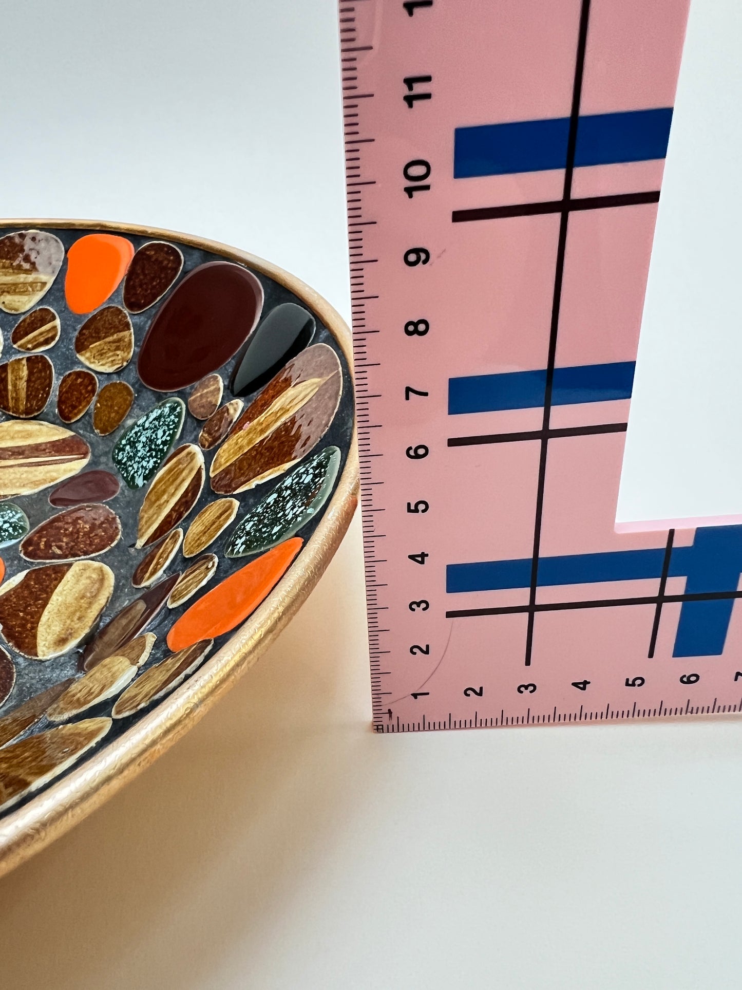 Vintage Mosaik Snack Schale Teller Styson Japan Dekoschale Mid Century Studio Boho Dekor MCM Kieselstein Gold