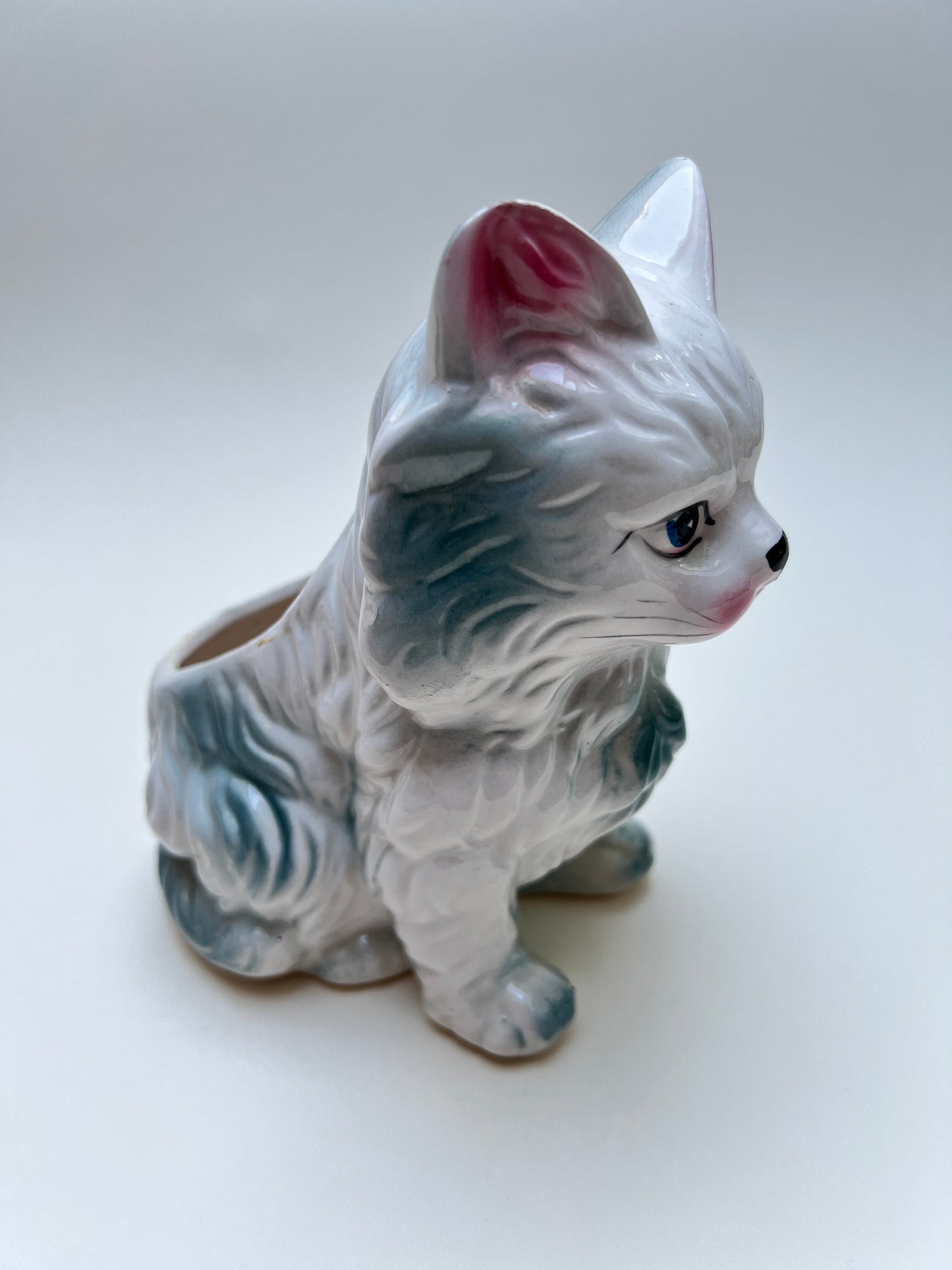 Vintage Keramik süße Katze Übertopf Katzen Blumentopf Pflanzgefäß