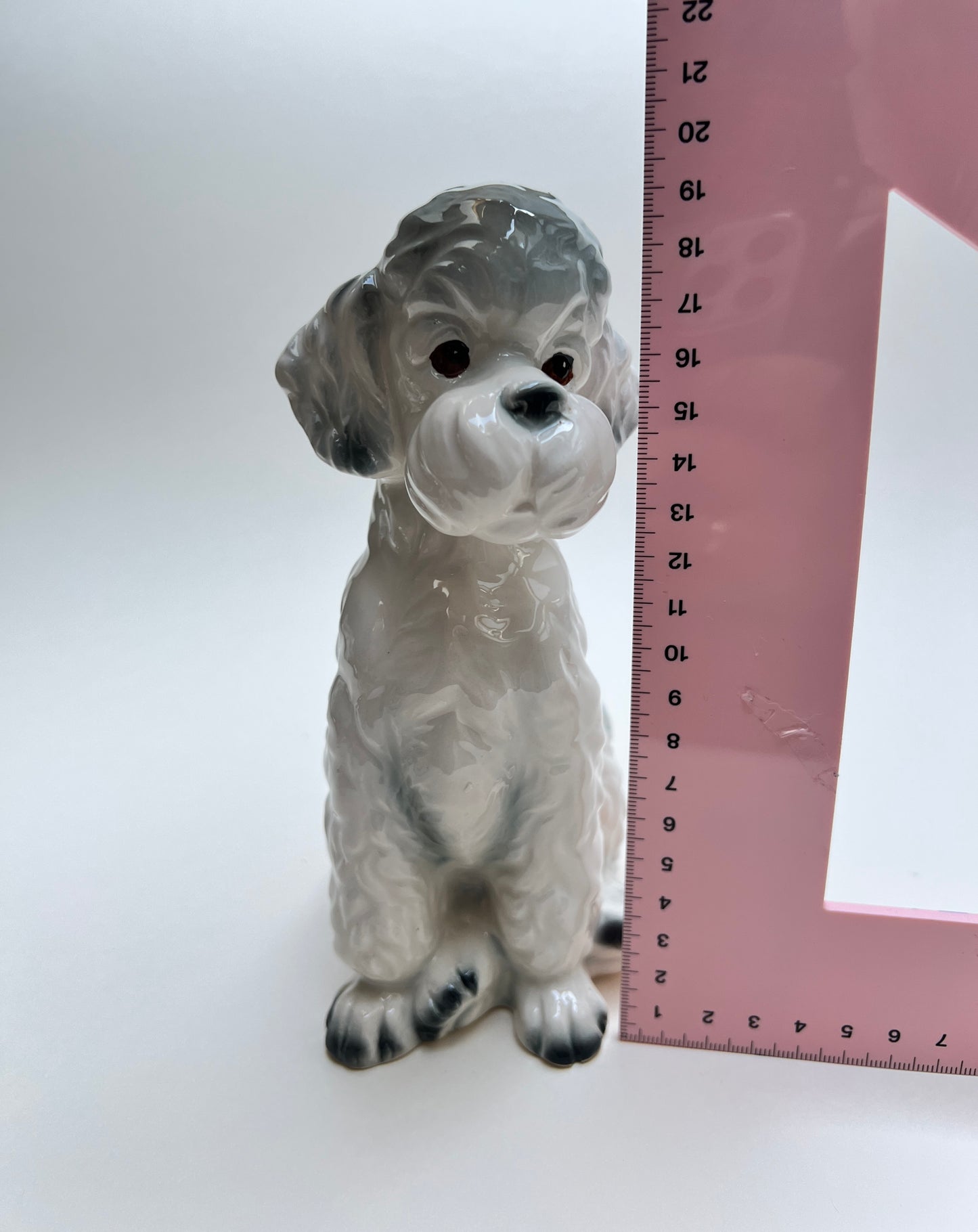 Vintage Keramik Hund Figur Pudel Terrier Hundestatue Mid Century Porzellan Hund Retro Dekofigur