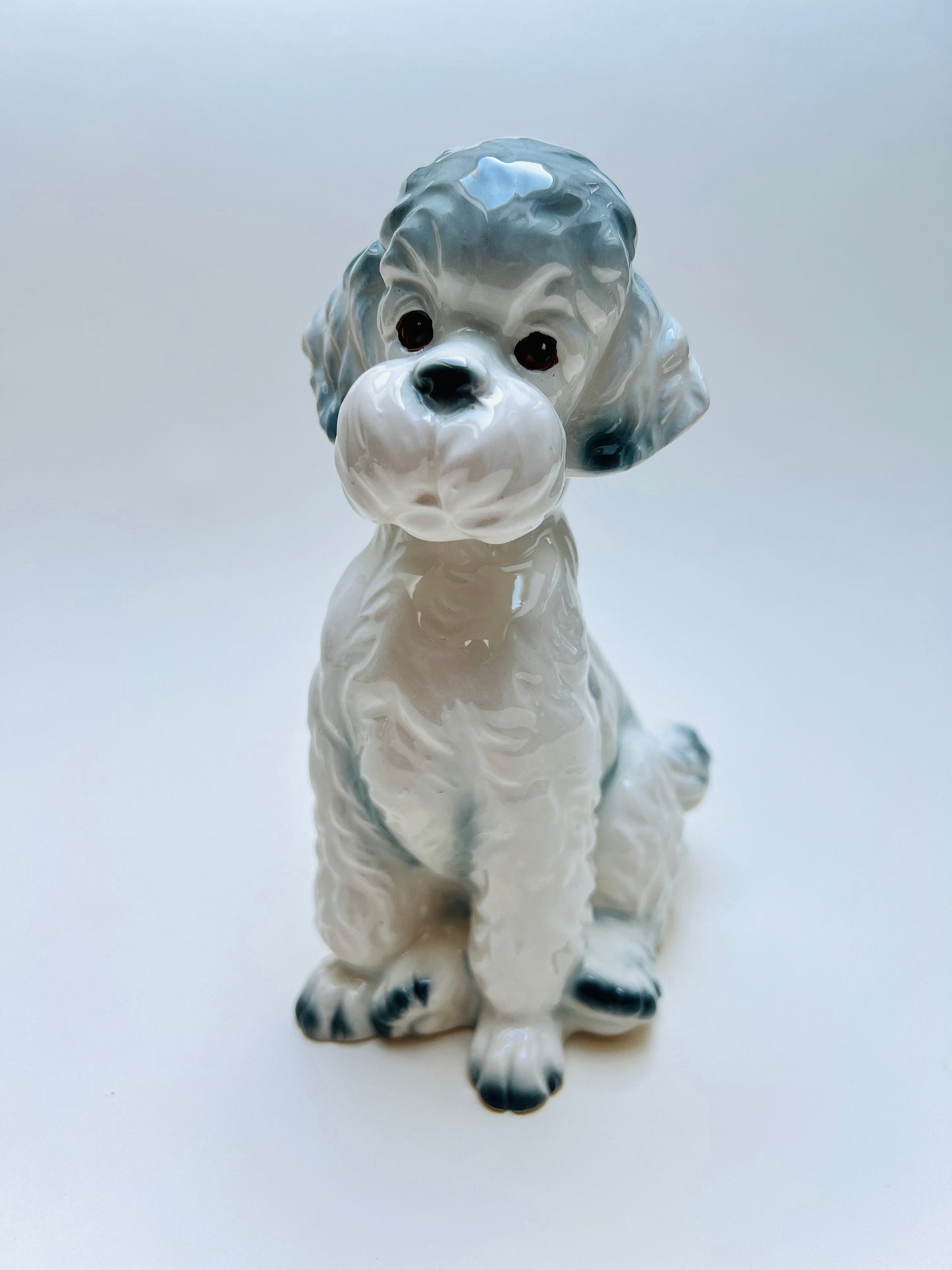 Vintage Keramik Hund Figur Pudel Terrier Hundestatue Mid Century Porzellan Hund Retro Dekofigur