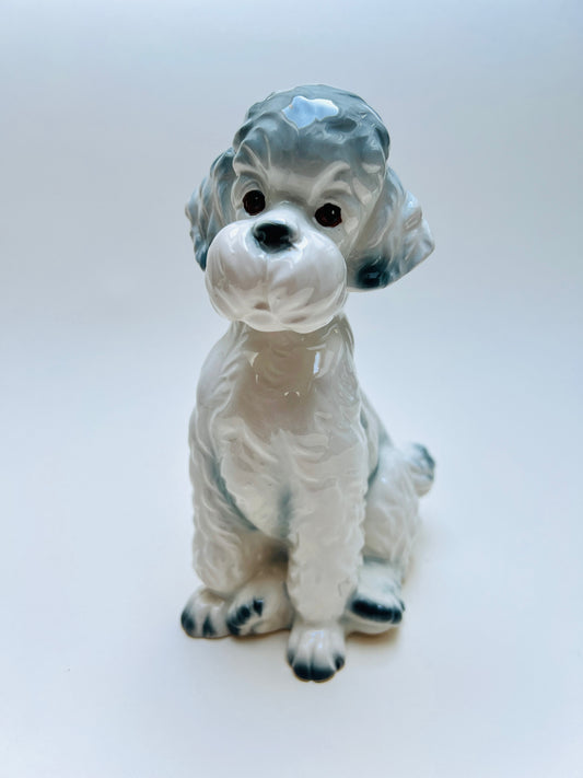 Vintage Keramik Hund Figur Pudel Terrier Hundestatue Mid Century Porzellan Hund Retro Dekofigur