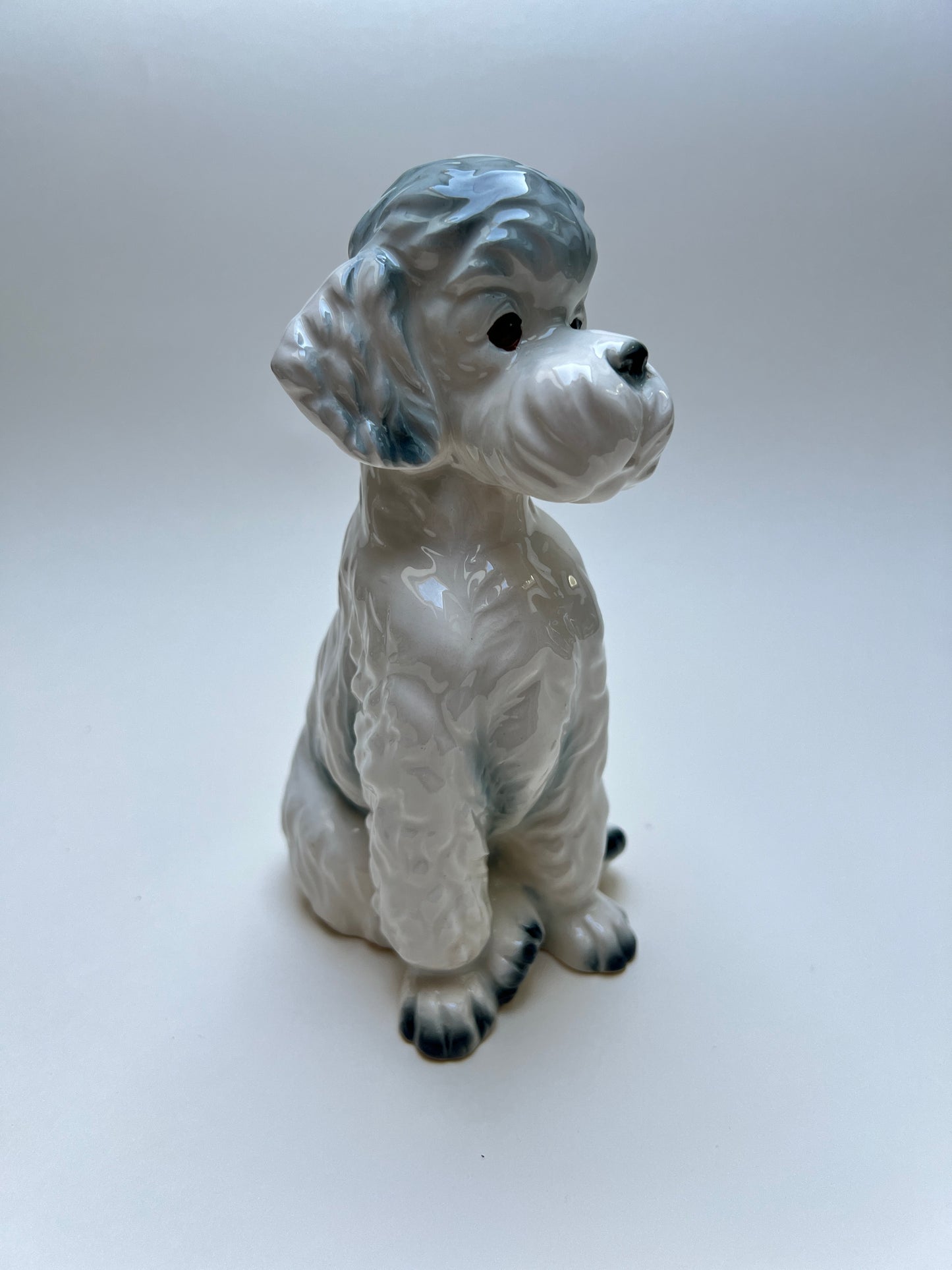 Vintage Keramik Hund Figur Pudel Terrier Hundestatue Mid Century Porzellan Hund Retro Dekofigur