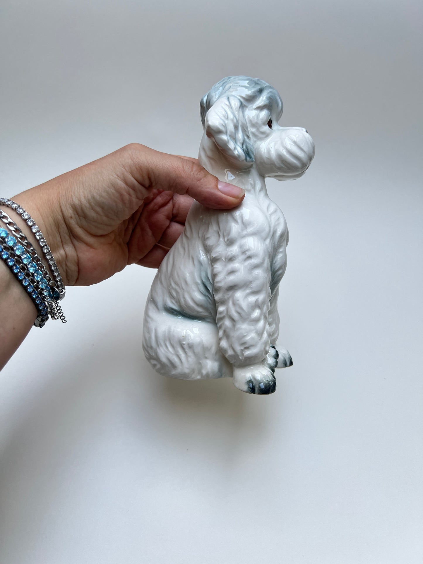 Vintage Keramik Hund Figur Pudel Terrier Hundestatue Mid Century Porzellan Hund Retro Dekofigur