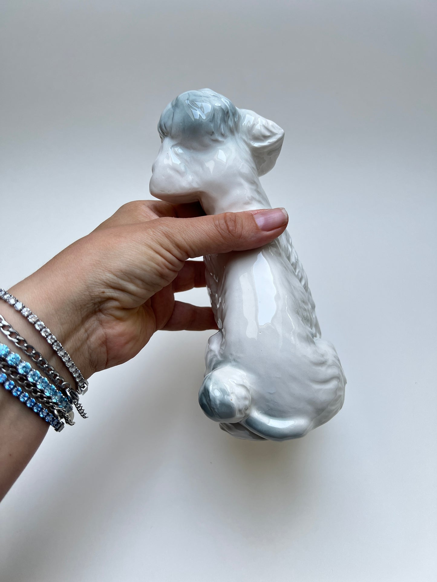 Vintage Keramik Hund Figur Pudel Terrier Hundestatue Mid Century Porzellan Hund Retro Dekofigur