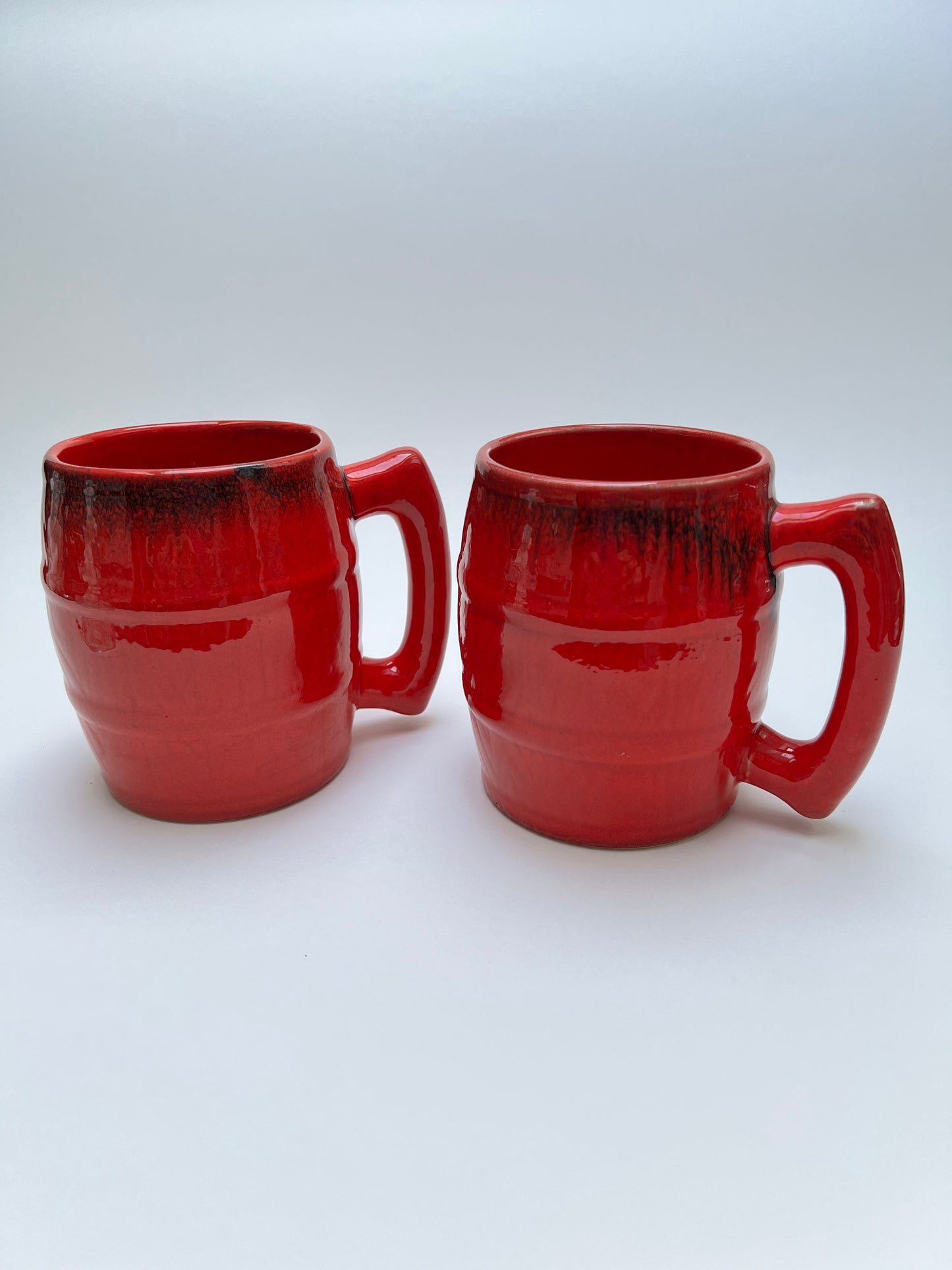 2 Kaffeebecher Zeller Keramik Mid Century Fat Lava Optik Tassen Mugs