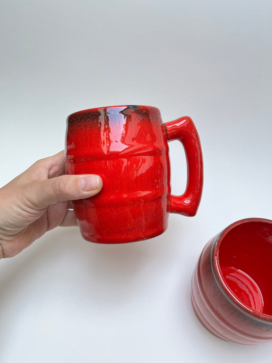 2 Kaffeebecher Zeller Keramik Mid Century Fat Lava Optik Tassen Mugs