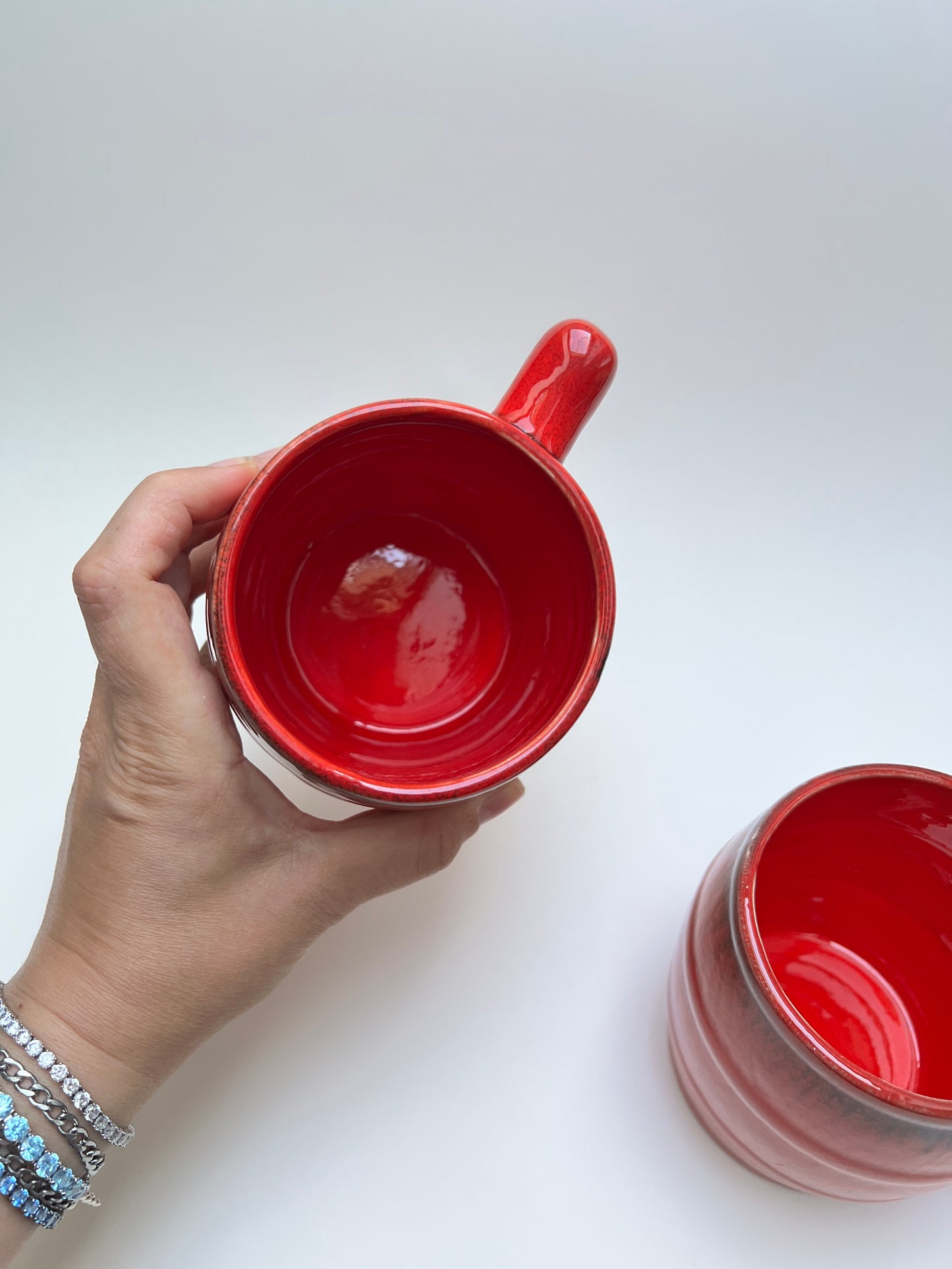 2 Kaffeebecher Zeller Keramik Mid Century Fat Lava Optik Tassen Mugs
