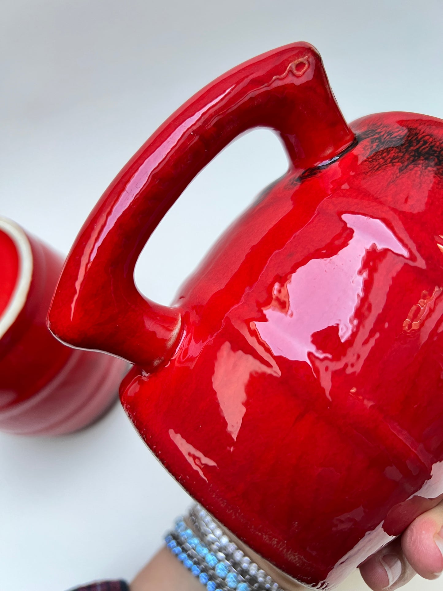 2 Kaffeebecher Zeller Keramik Mid Century Fat Lava Optik Tassen Mugs