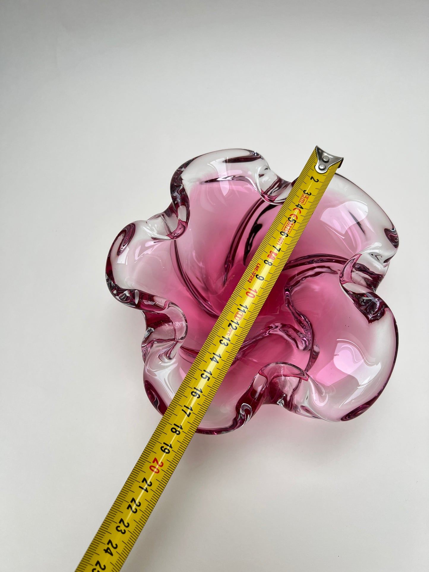 Murano Stil Sommerso Hospodka pink rosa böhmische Glasschale Mid Century