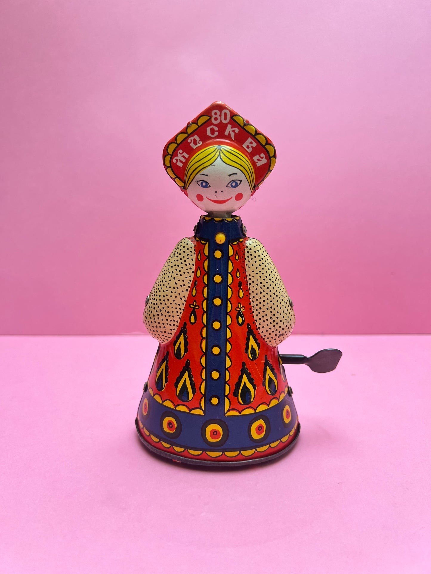 Russische Blechspielzeug Aufzieh Puppe Matrushka 1980 Moskau Matroschka