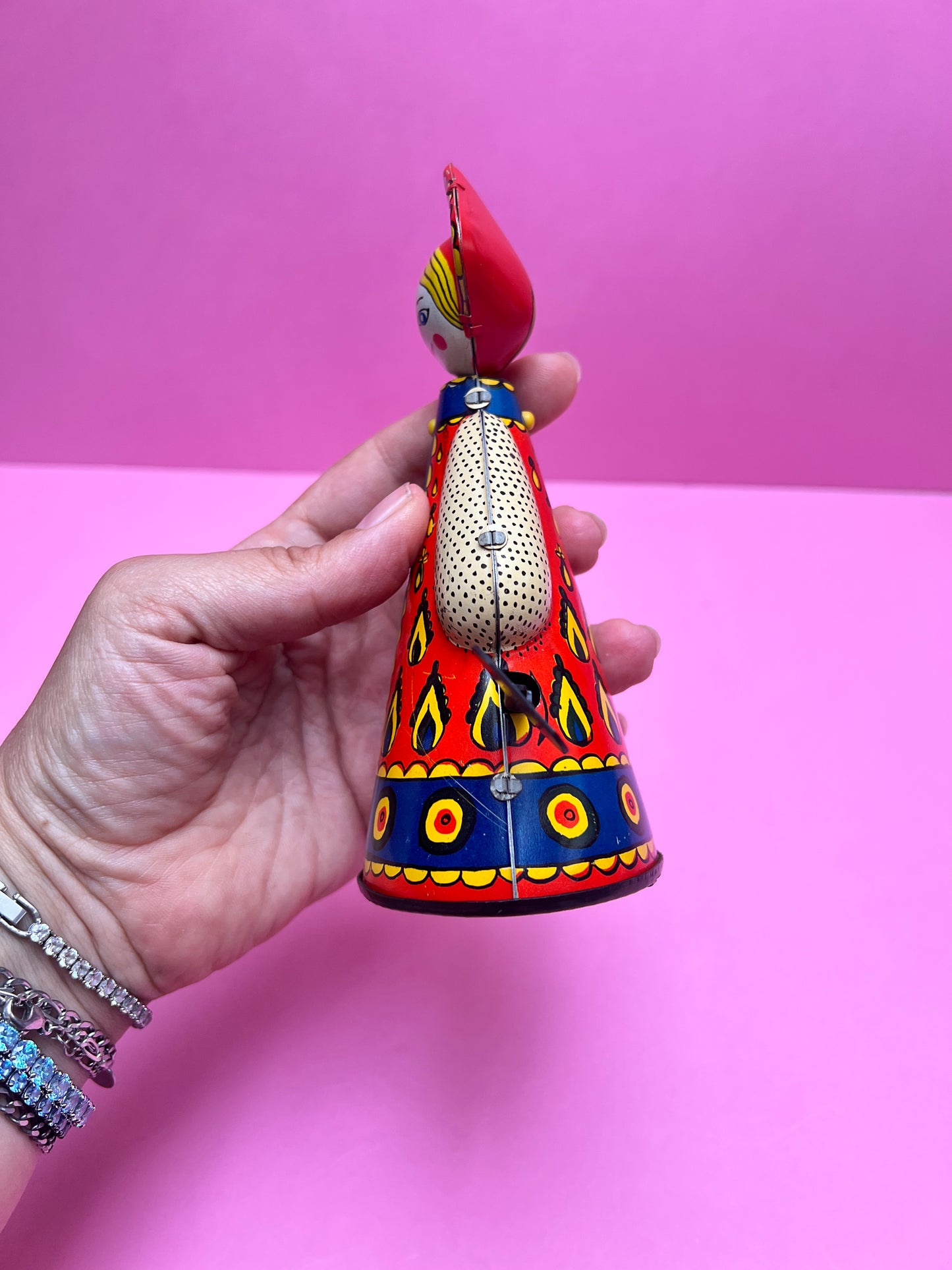 Russische Blechspielzeug Aufzieh Puppe Matrushka 1980 Moskau Matroschka