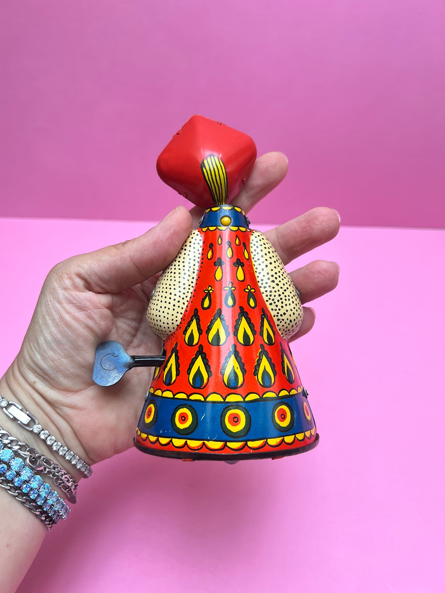 Russische Blechspielzeug Aufzieh Puppe Matrushka 1980 Moskau Matroschka