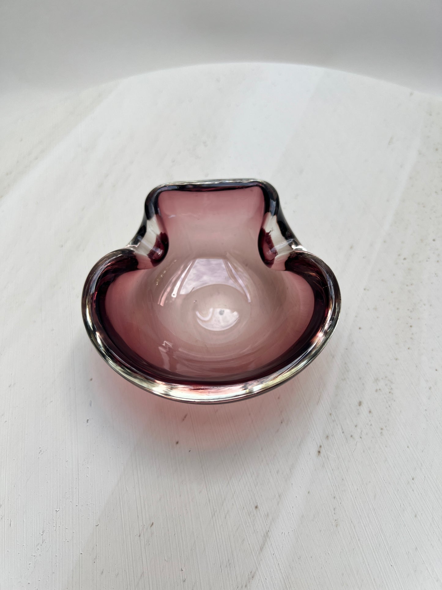 Vintage Amethyst Glas Aschenbecher │ Murano Style Art Glass │ MCM  │ 70er Jahre │ Aubergine Purple Glass