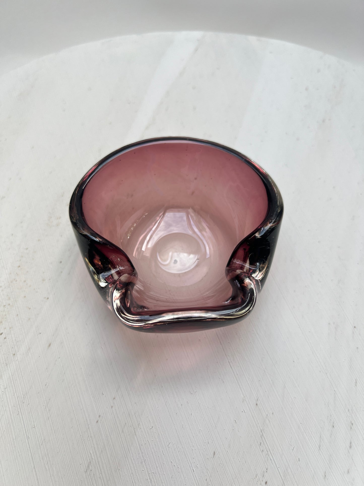 Vintage Amethyst Glas Aschenbecher │ Murano Style Art Glass │ MCM  │ 70er Jahre │ Aubergine Purple Glass