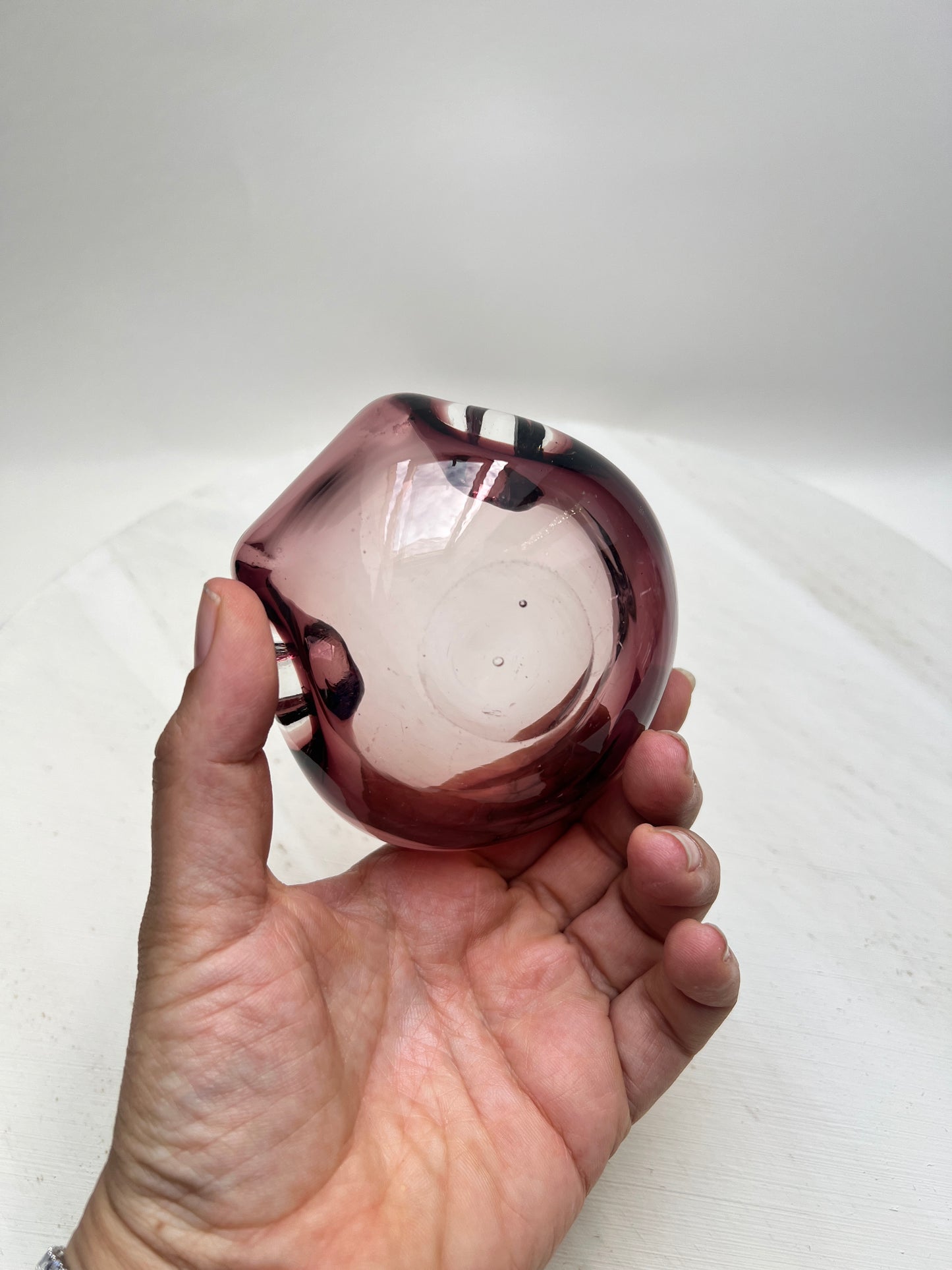 Vintage Amethyst Glas Aschenbecher │ Murano Style Art Glass │ MCM  │ 70er Jahre │ Aubergine Purple Glass