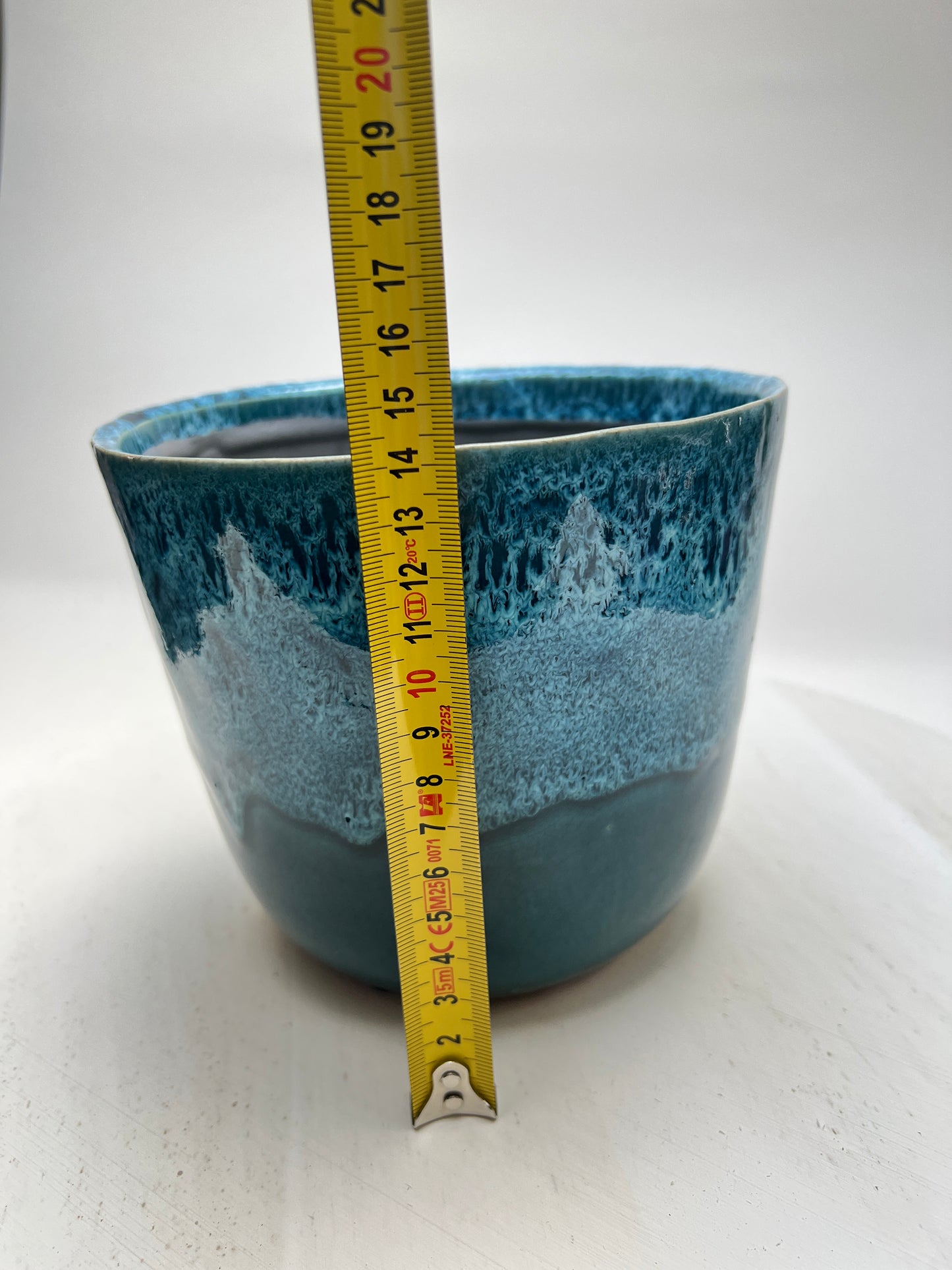 Vintage Keramik Übertopf Blau Türkis | Handgefertigter Blumentopf | Fat Lava Stil | Studiokeramik | Pflanzgefäß Ø 16 cm