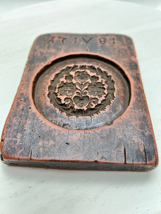 Vintage Wachsform Spekulatius Lebkuchenform Wandbild alte Backform Volkskunst Lebzelter Holzform