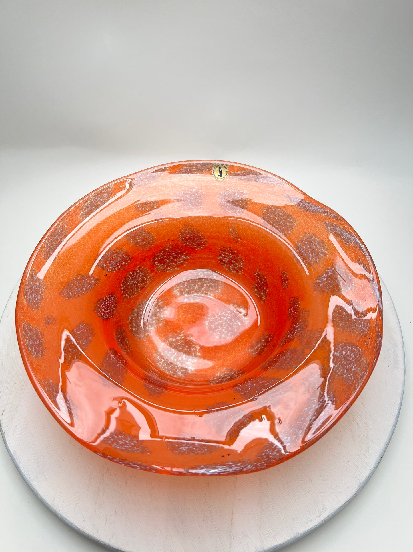 Mundgeblasene Glasschale orange Vintage Mid Century Obstschale Glasbläserei Bad Malente