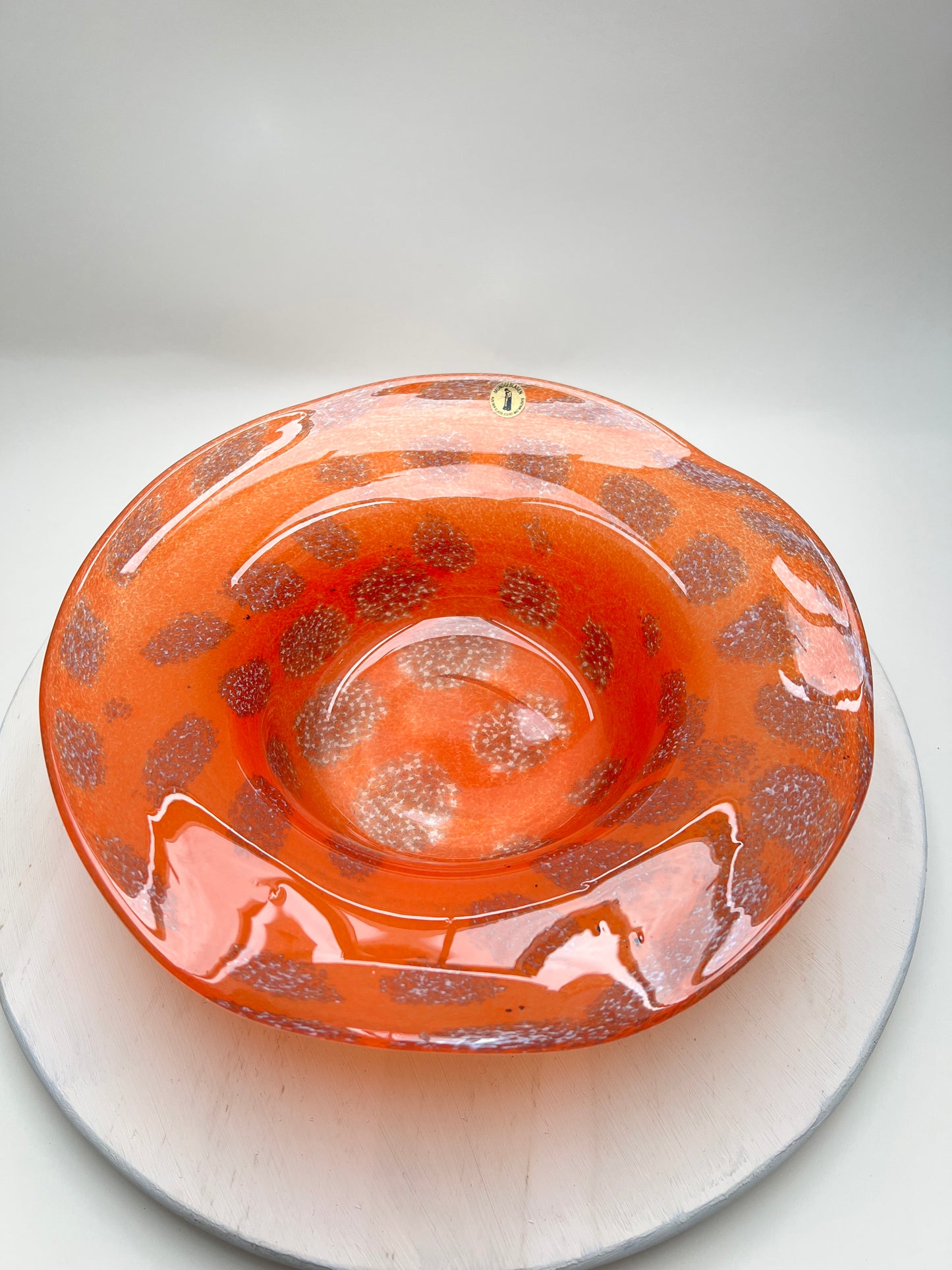 Mundgeblasene Glasschale orange Vintage Mid Century Obstschale Glasbläserei Bad Malente