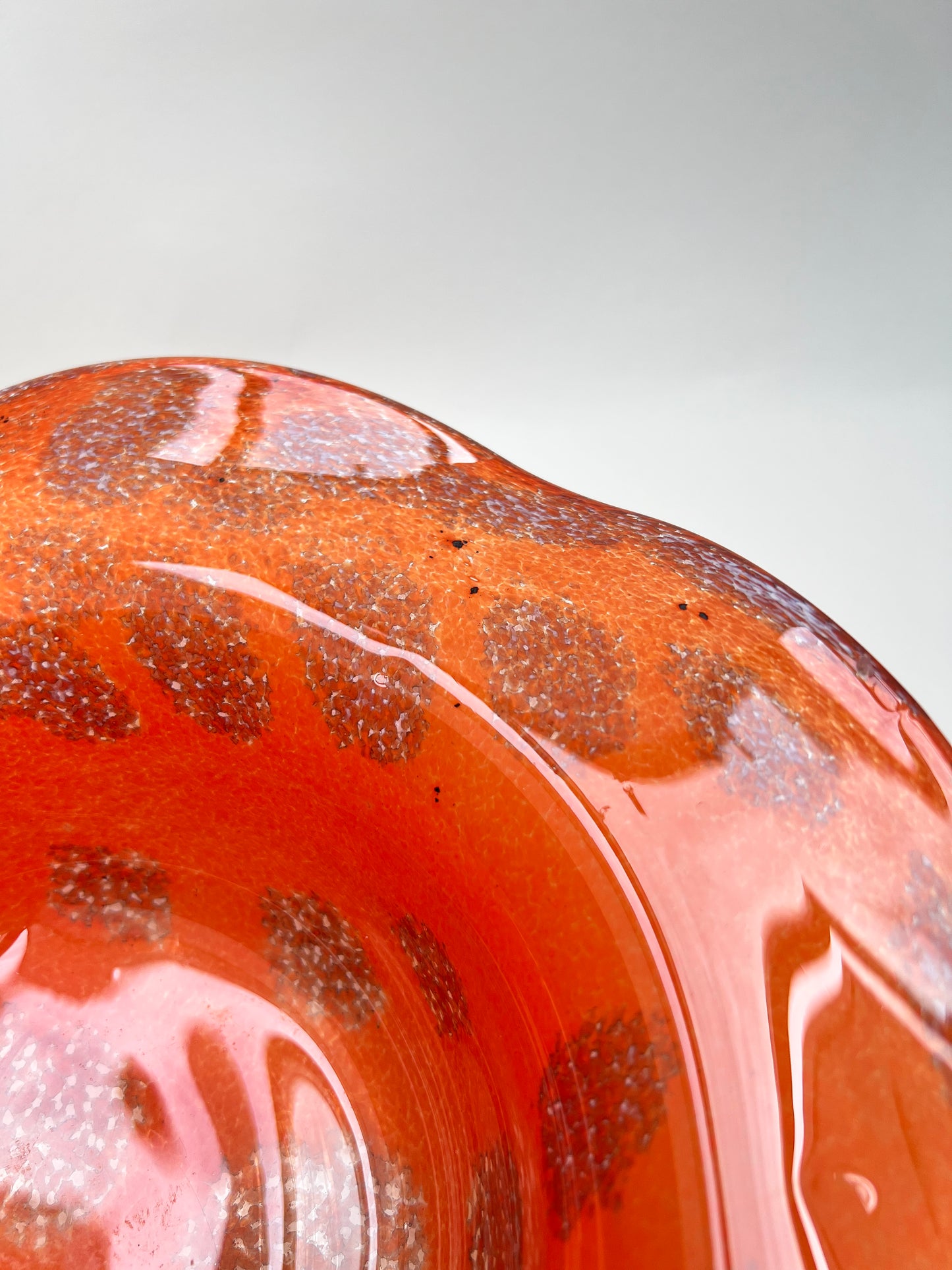 Mundgeblasene Glasschale orange Vintage Mid Century Obstschale Glasbläserei Bad Malente