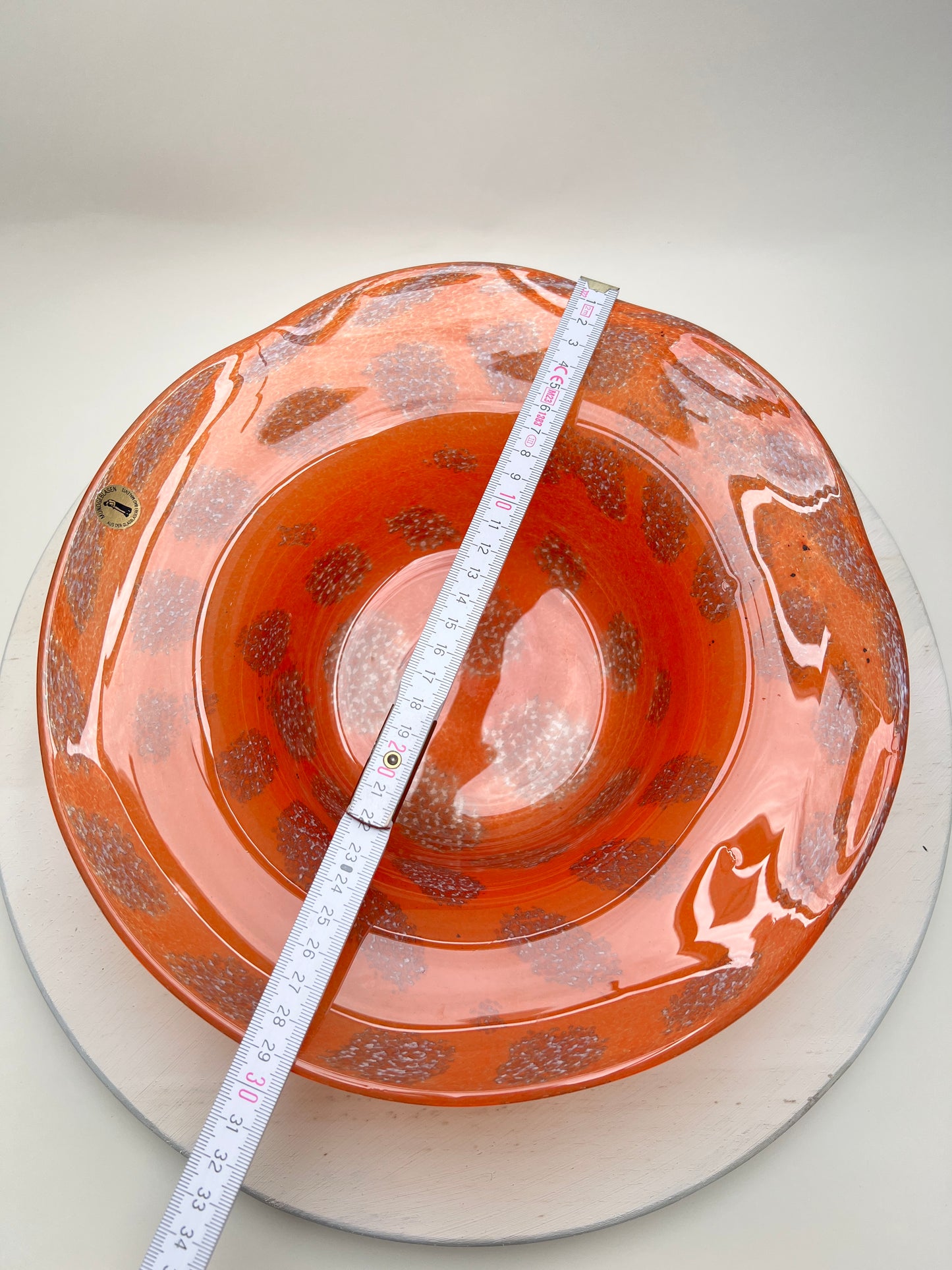 Mundgeblasene Glasschale orange Vintage Mid Century Obstschale Glasbläserei Bad Malente
