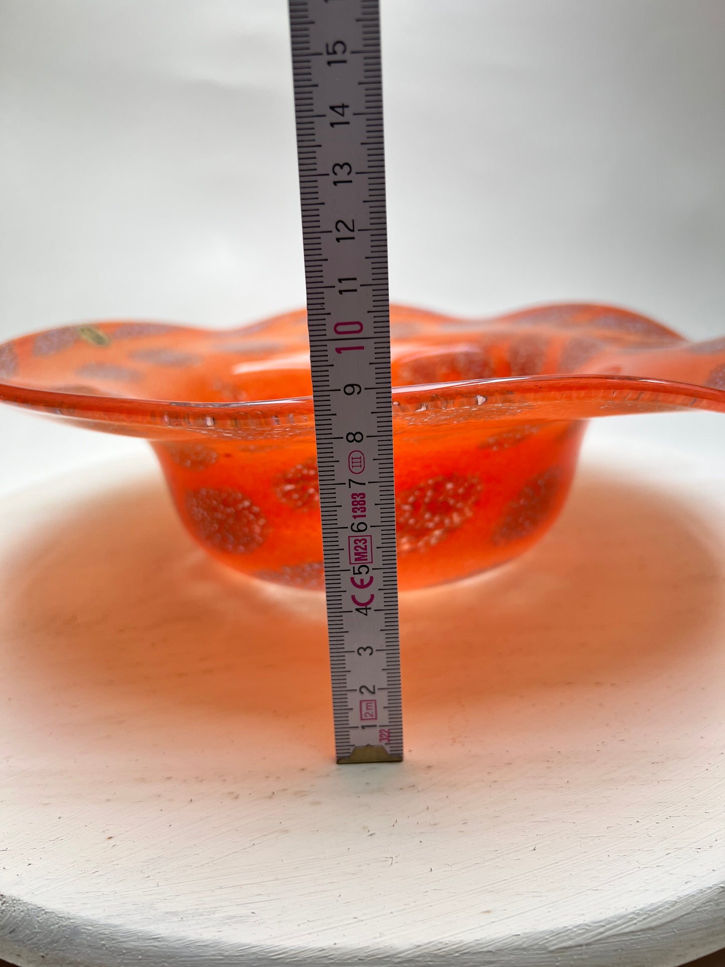 Mundgeblasene Glasschale orange Vintage Mid Century Obstschale Glasbläserei Bad Malente