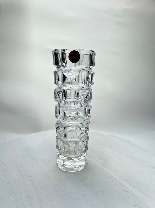 Vintage Bleikristall Blumenvase Glasvase Facettenschliff Cristal d’Arques Mid Century Modern Modernist
