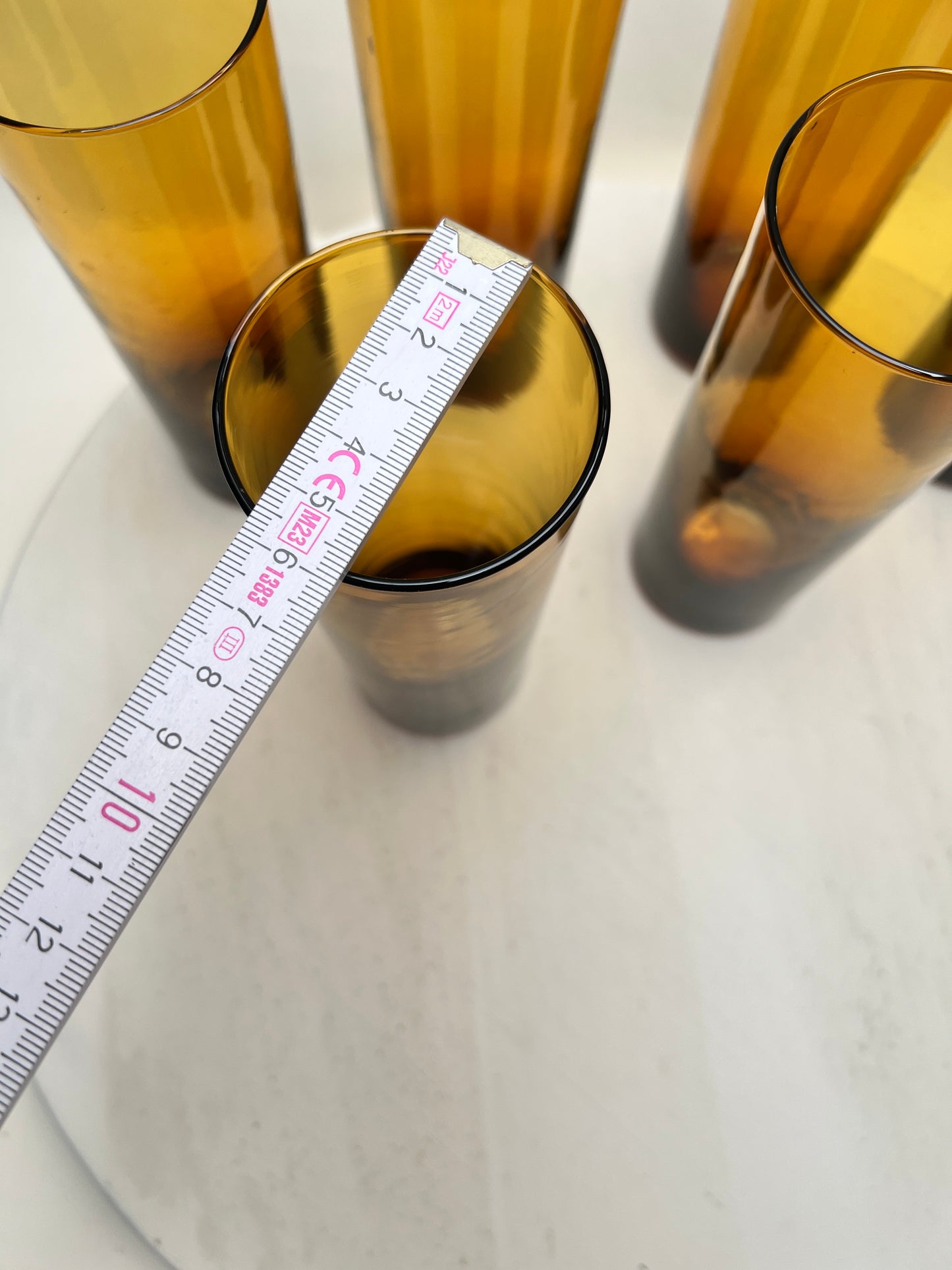 6 Vintage Trinkgläser in Bernstein – Rauchglas Longdrinkgläser – 70er Jahre – Mid Century – Amber Glas Set