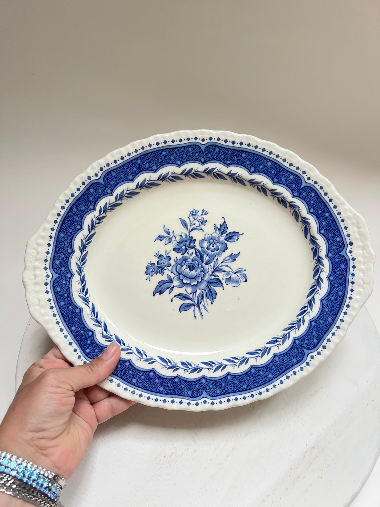 Grindley England ovale Servierplatte Avon Blue Stratford englisches Geschirr