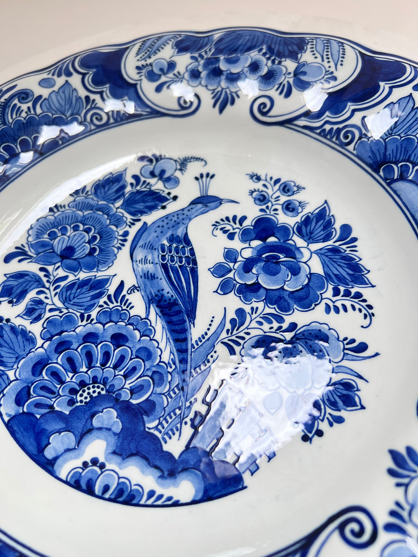 Royal Delft De Porceleyne Fles Wandteller Pfau Blau Weiß Holland Keramik Teller 29 cm