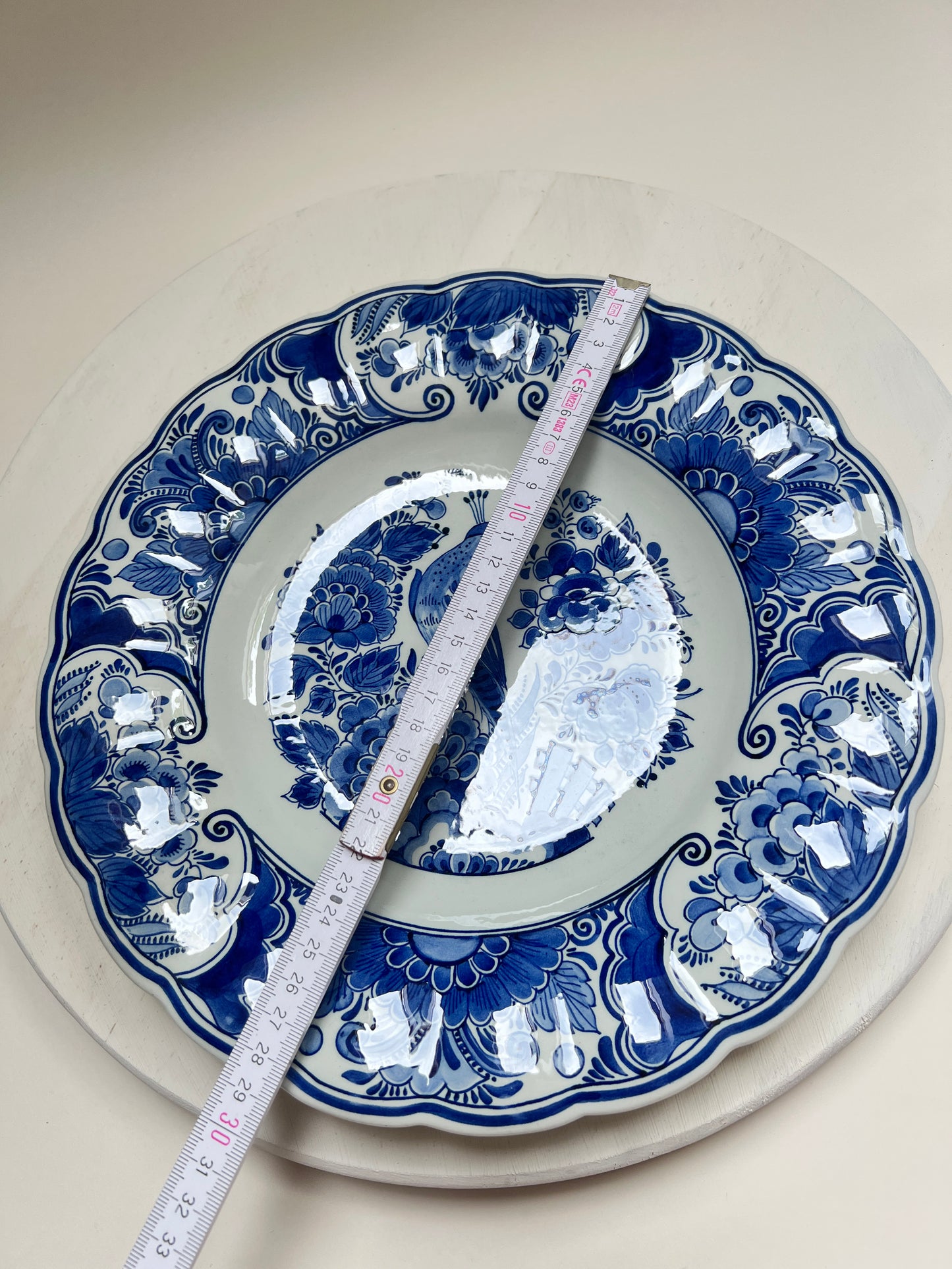 Royal Delft De Porceleyne Fles Wandteller Pfau Blau Weiß Holland Keramik Teller 29 cm