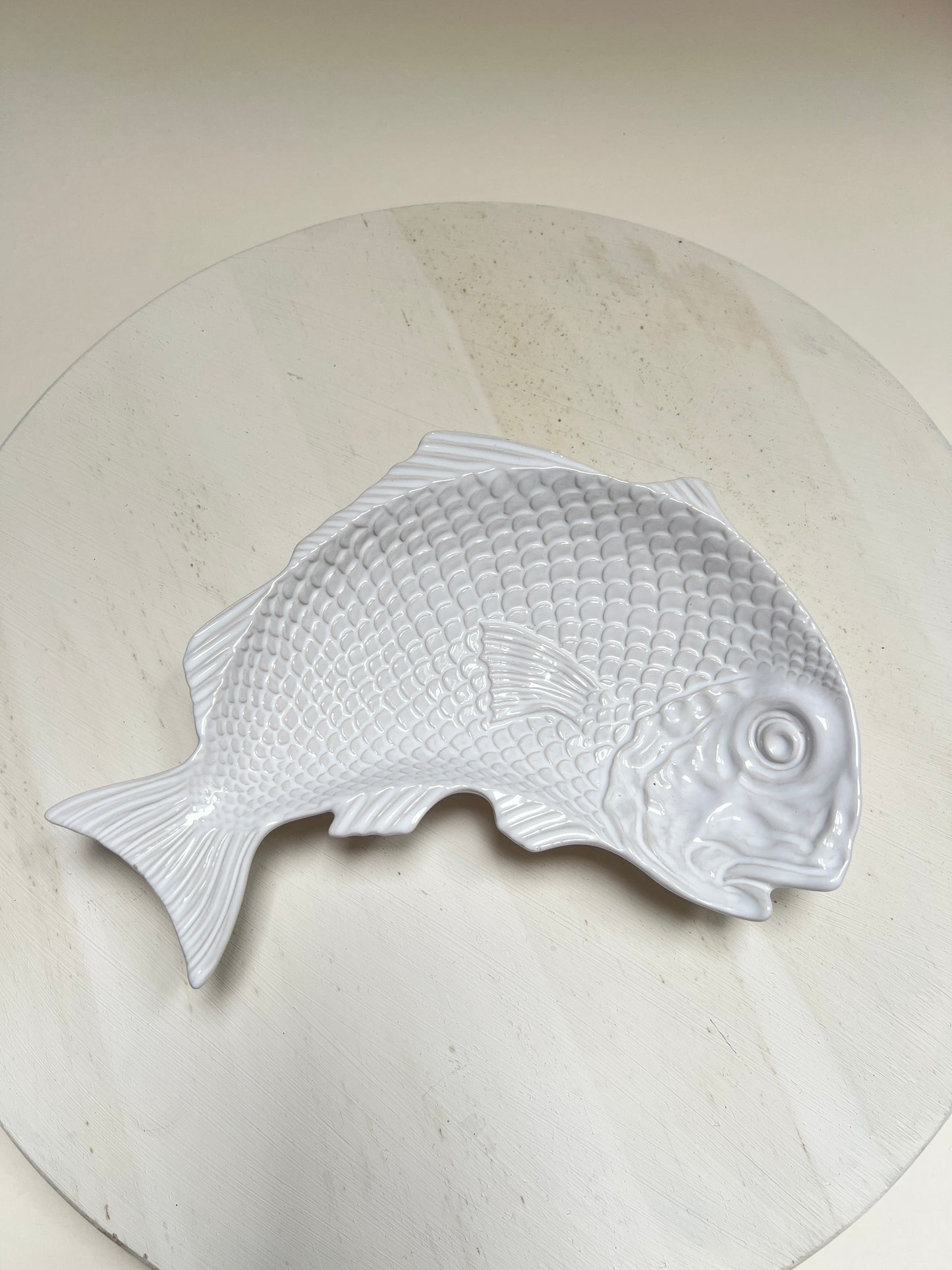 Weiße Bordallo Pinheiro Fischschale Fischteller Anbietschale Fisch Keramik