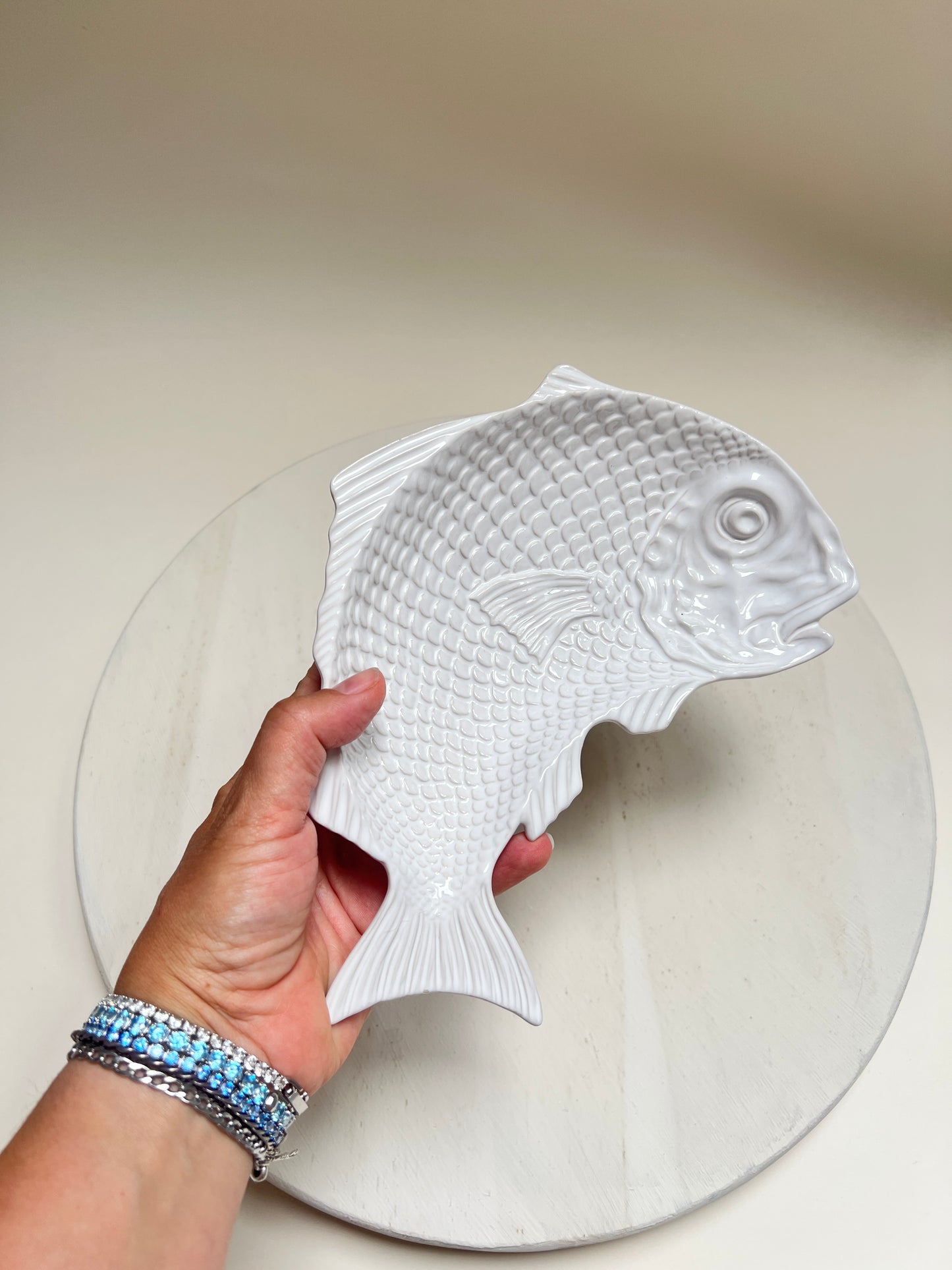 Weiße Bordallo Pinheiro Fischschale Fischteller Anbietschale Fisch Keramik