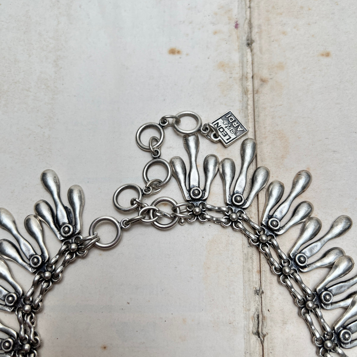 Vintage Leonardi Arte Zamak Kragenkette Statement Wearable Art Brutalist