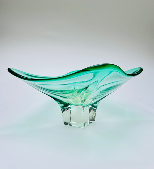 Vintage Murano Glasschale Grün Designschale Obstschale Art Glass Centerpiece 29 cm MCM Mid Century Modern